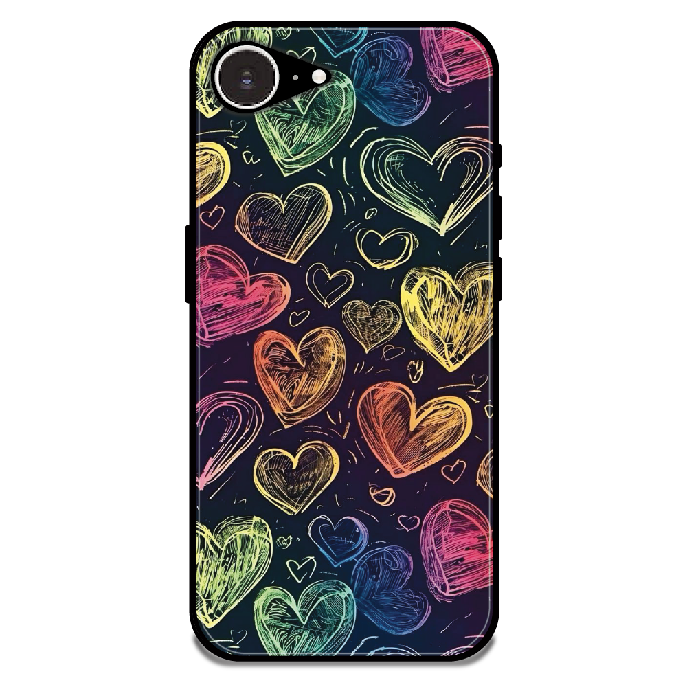 Neon Love Scribble - Glossy Metal Silicone Case For Apple iPhone 16e