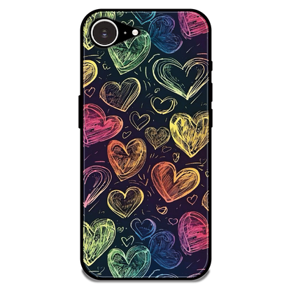 Neon Love Scribble - Glossy Metal Silicone Case For Apple iPhone 16e