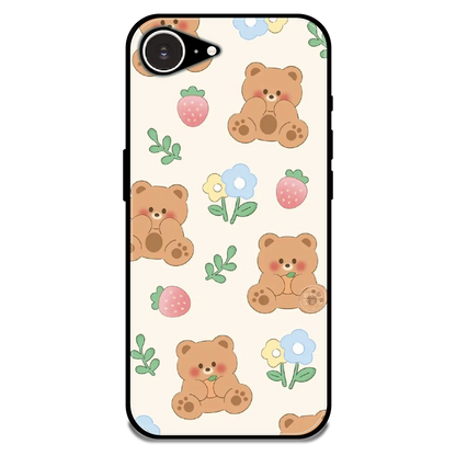 Cute Teddy Garden - Glossy Metal Silicone Case For Apple iPhone 16e