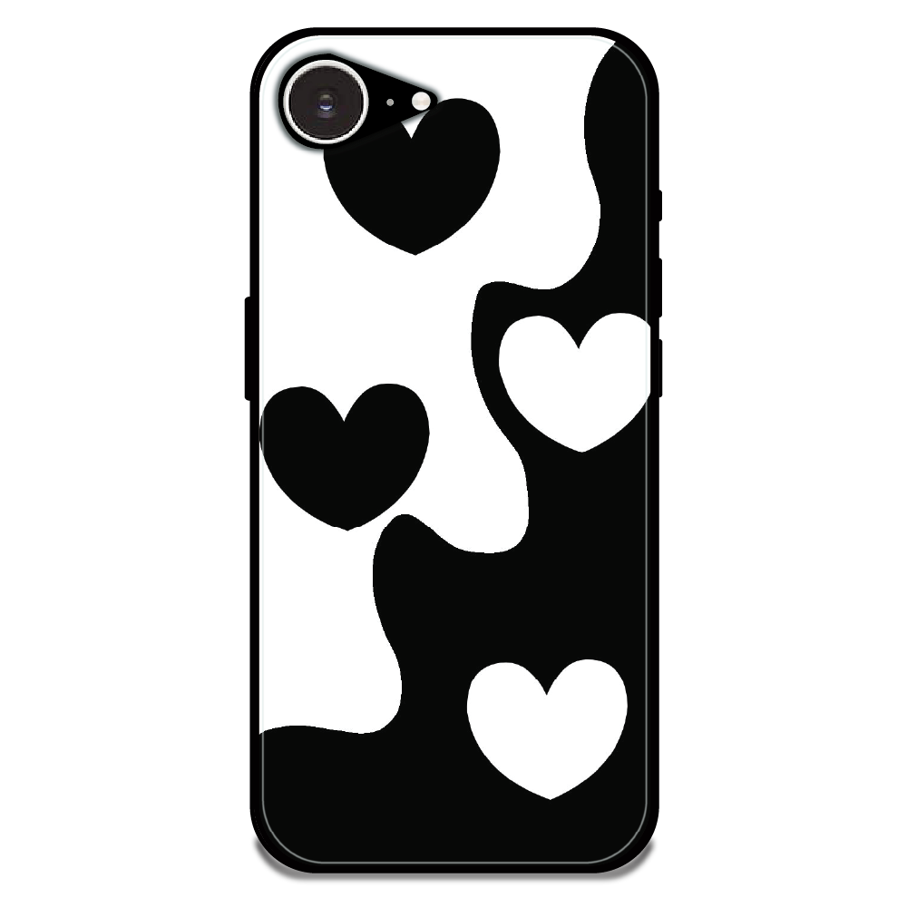 Monochrome Heart Flow - Glossy Metal Silicone Case For Apple iPhone 16e