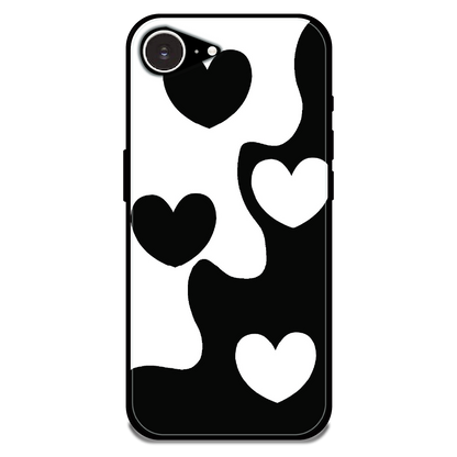 Monochrome Heart Flow - Glossy Metal Silicone Case For Apple iPhone 16e