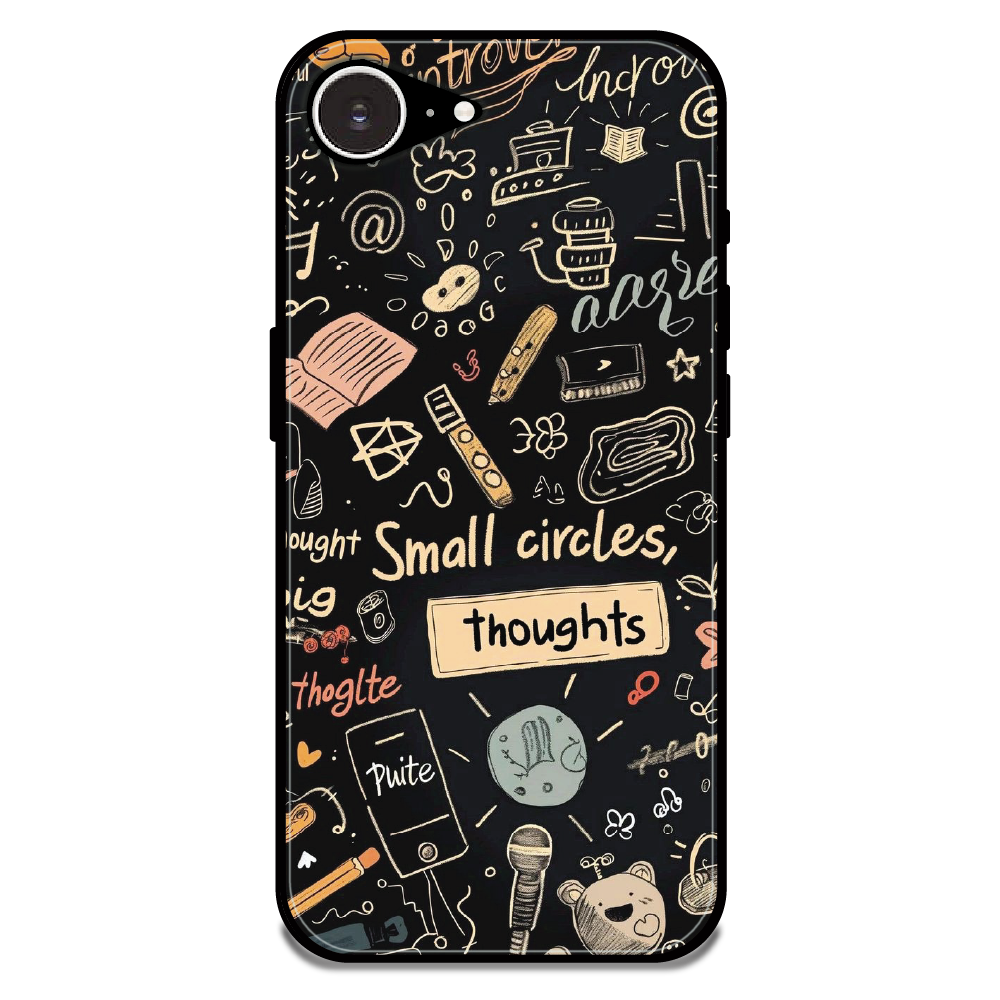 Thought Doodle Noir - Glossy Metal Silicone Case For Apple iPhone 16e