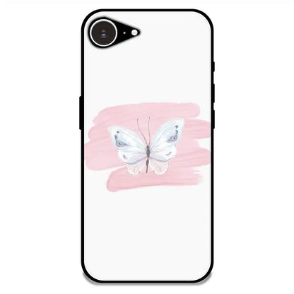Minimal Butterfly Blush Art - Glossy Metal Silicone Case For Apple iPhone 16e