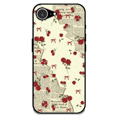 Floral Newspaper Aesthetic - Glossy Metal Silicone Case For Apple iPhone 16E