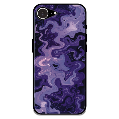 Purple Wave Abstract - Glossy Metal Silicone Case For Apple iPhone 16e