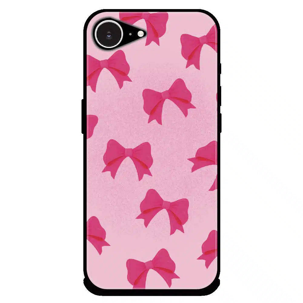 Pink Bow Aesthetic Pattern - Glossy Metal Silicone Case For Apple iPhone 16e