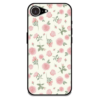 Soft Pink Rose Bloom - Glossy Metal Silicone Case For Apple iPhone 16e