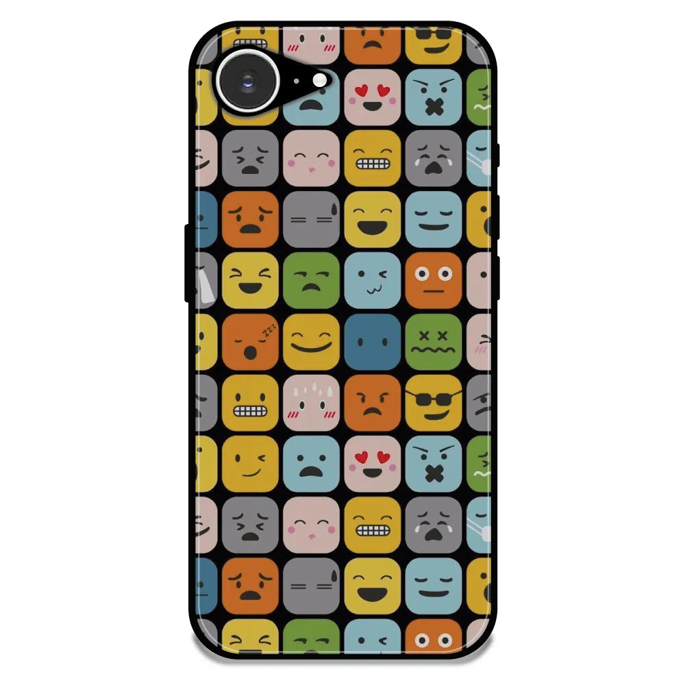 Colorful Expression Pattern - Glossy Metal Silicone Case For Apple iPhone 16E