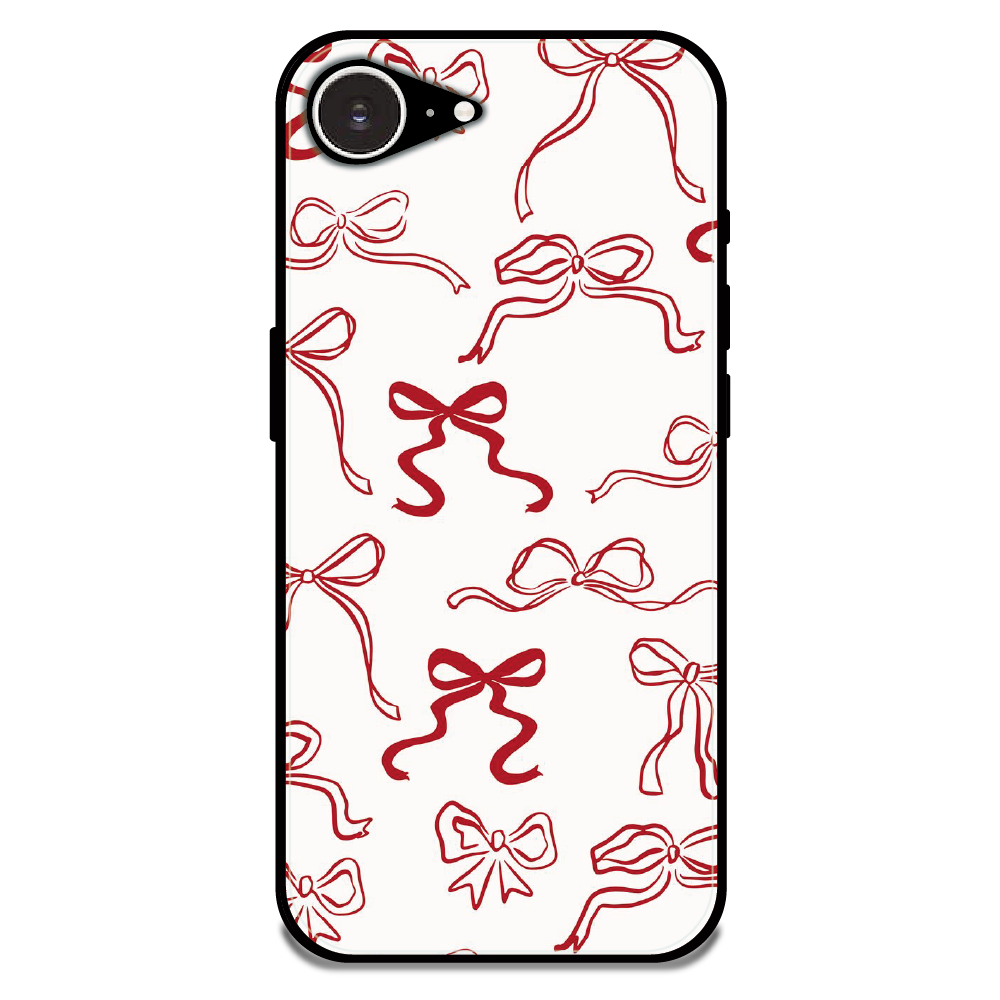 Cherry Bow Minimal - Glossy Metal Silicone Case For Apple iPhone 16e