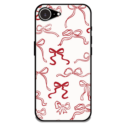 Cherry Bow Minimal - Glossy Metal Silicone Case For Apple iPhone 16e