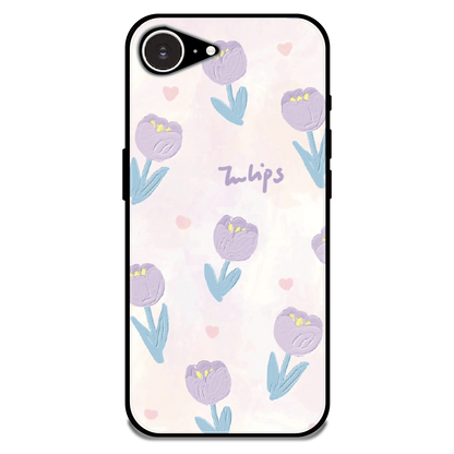Pastel Tulip Floral - Glossy Metal Silicone Case For Apple iPhone 16e