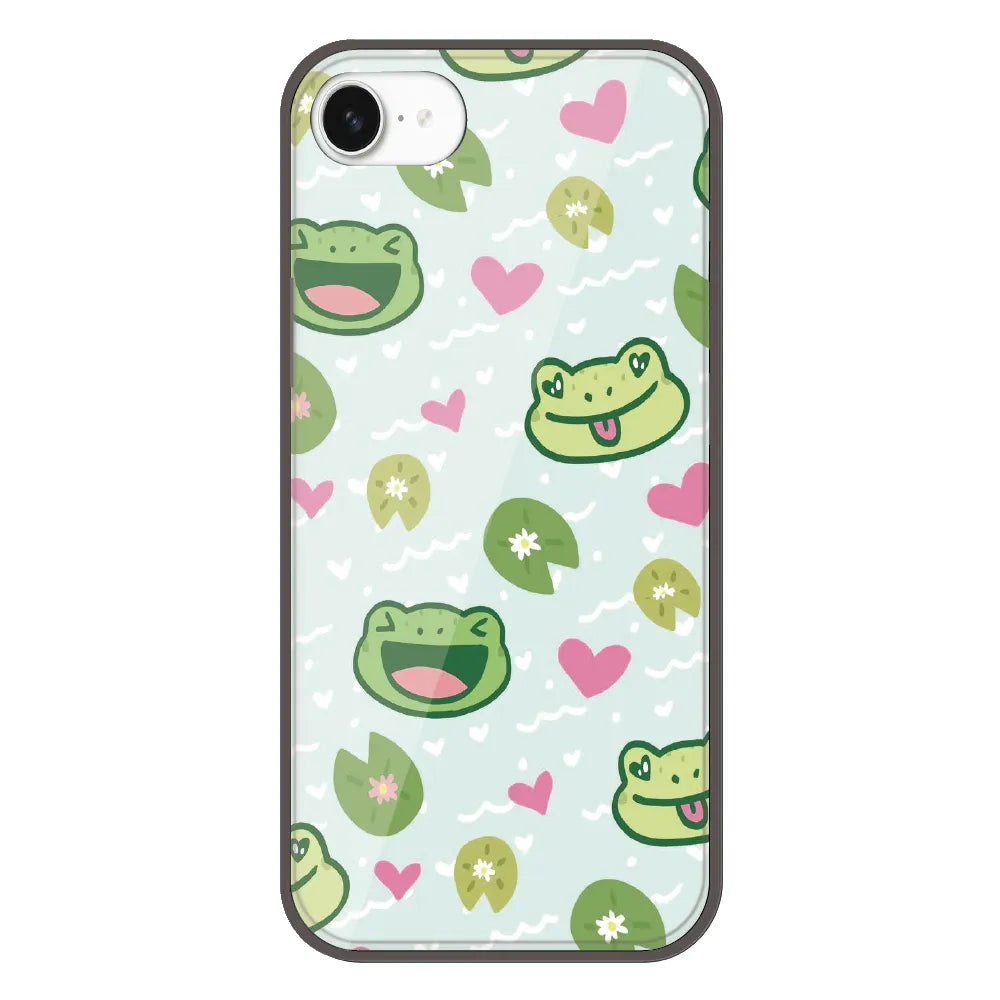 Cute Frog & Heart Pattern - Printed Silicone Case For Apple iPhone 16e