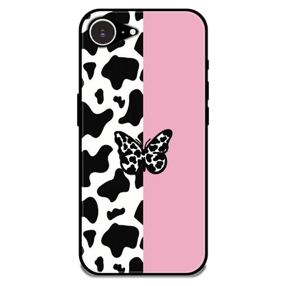 Cow Print Butterfly - Glossy Metal Silicone Case For Apple iPhone 16e