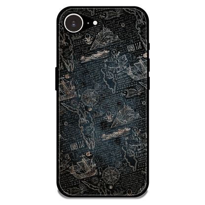 Vintage Explorer Map - Glossy Metal Silicone Case For Apple iPhone 16e