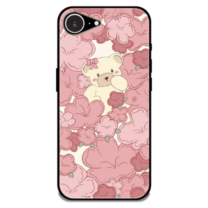 Blush Teddy Floral - Glossy Metal Silicone Case For Apple iPhone 16e
