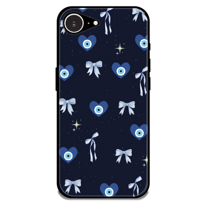 Evil Eye Bow Midnight - Glossy Metal Silicone Case For Apple iPhone 16e