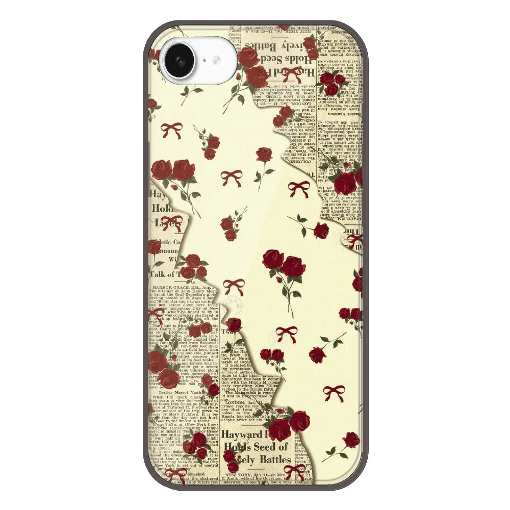 Floral Newspaper Aesthetic - Printed Silicone Case For Apple iPhone 16e