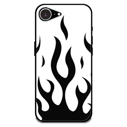 Monochrome Flame Art - Glossy Metal Silicone Case For Apple iPhone 16e