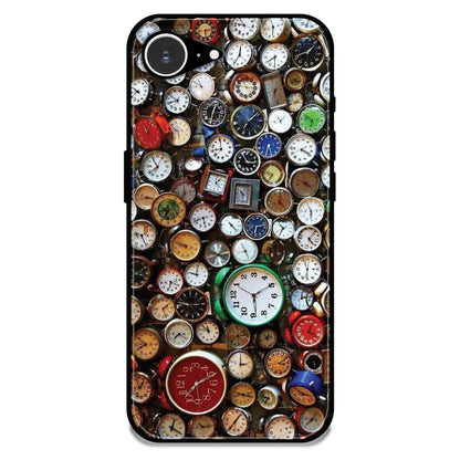 Retro Timepiece Pattern - Glossy Metal Silicone Case For Apple iPhone 16E