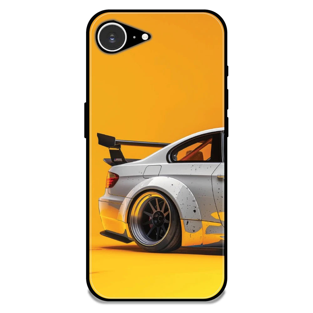 Sport Car Yellow Background - Glossy Metal Silicone Case For Apple iPhone 16E