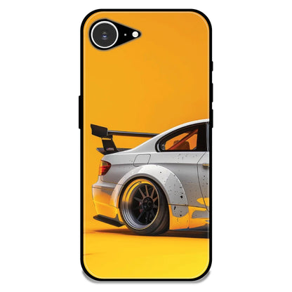 Sport Car Yellow Background - Glossy Metal Silicone Case For Apple iPhone 16E