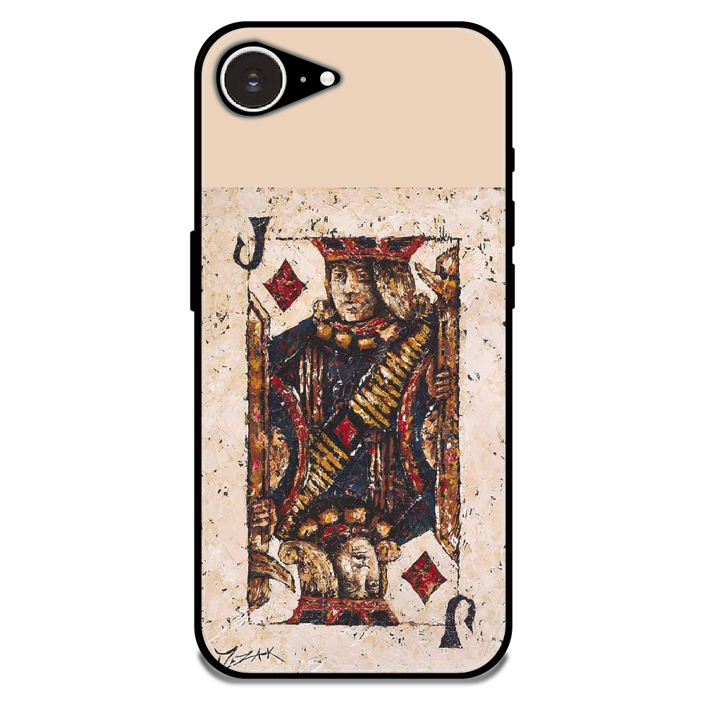 Vintage Playing Card King Art - Glossy Metal Silicone Case For Apple iPhone 16e