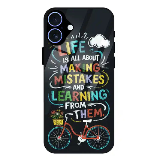 Motivational Quote Bicycle Art - Glass Case For Apple iPhone 17