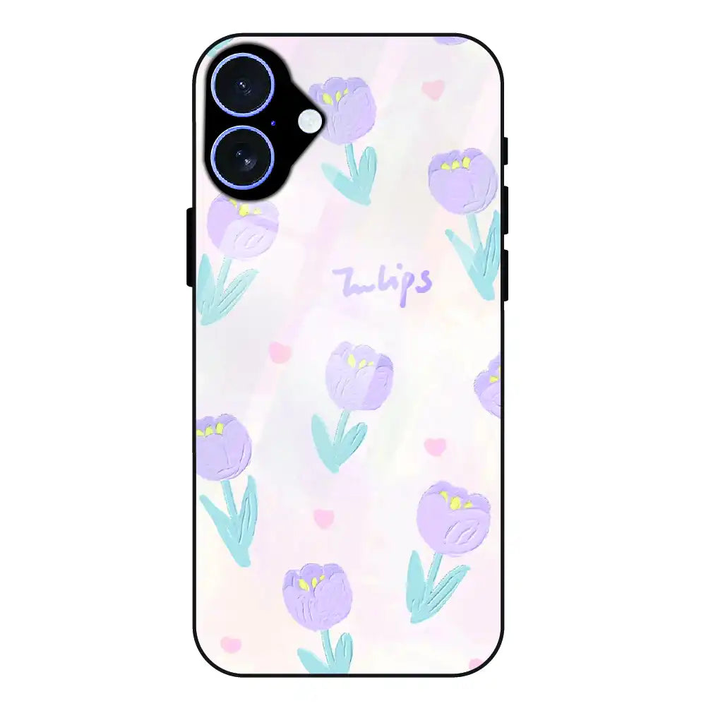 Pastel Tulip Floral - Glass Case For Apple iPhone 17