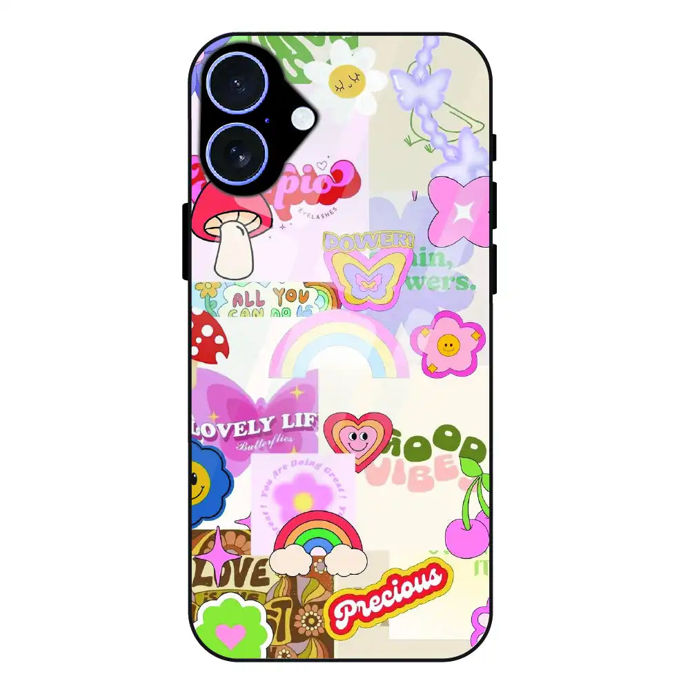 Kawaii Sticker Pop - Glass Case For Apple iPhone 17