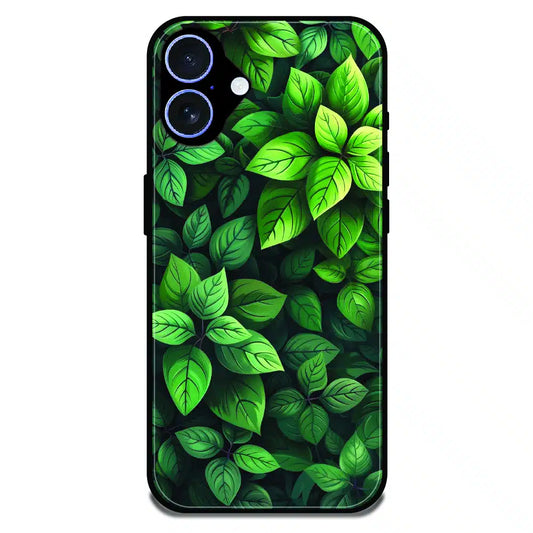 Lush Green Leaf Pattern - Glossy Metal Silicone Case For Apple iPhone 17