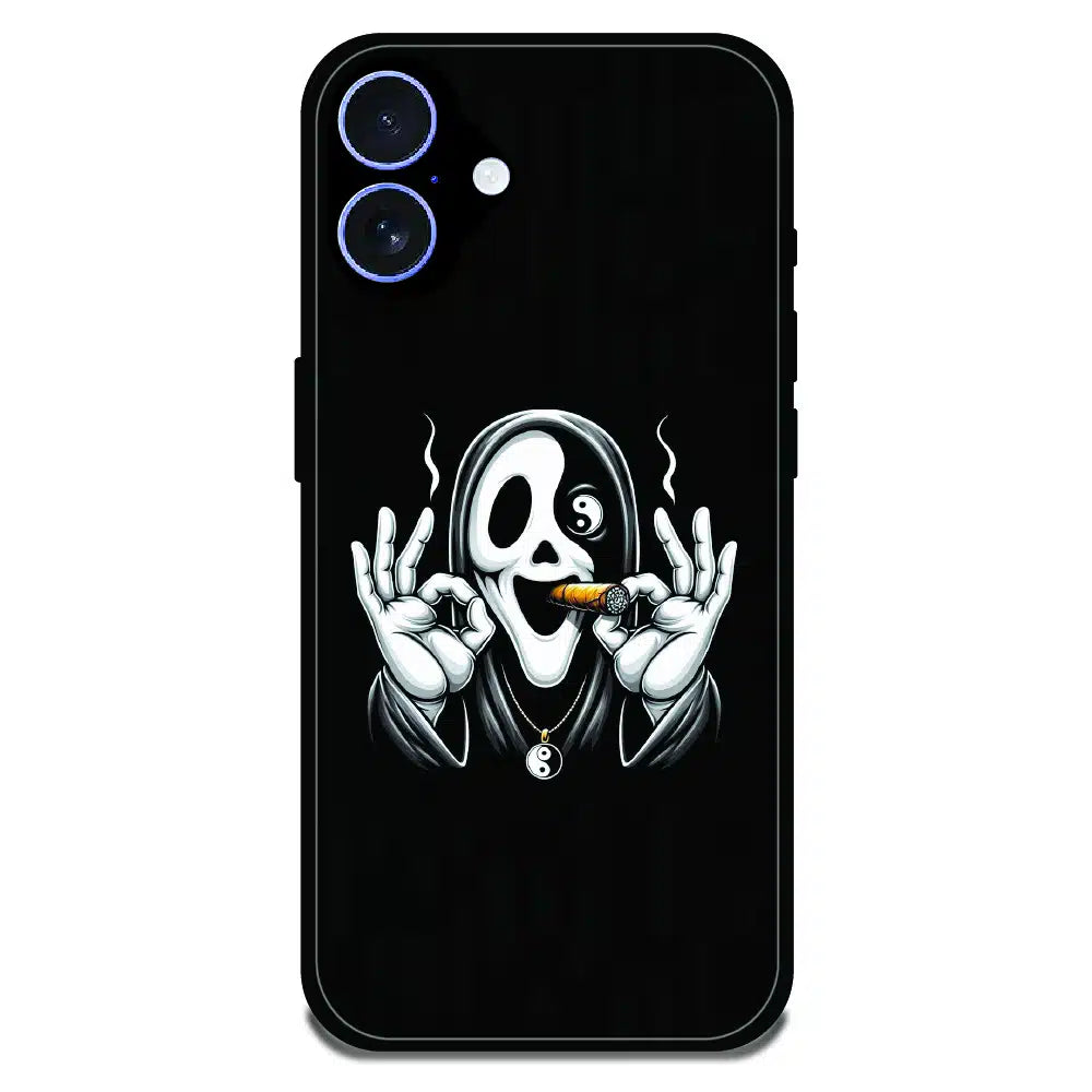 Smoky Skull Chill - Glossy Metal Silicone Case For Apple iPhone 17