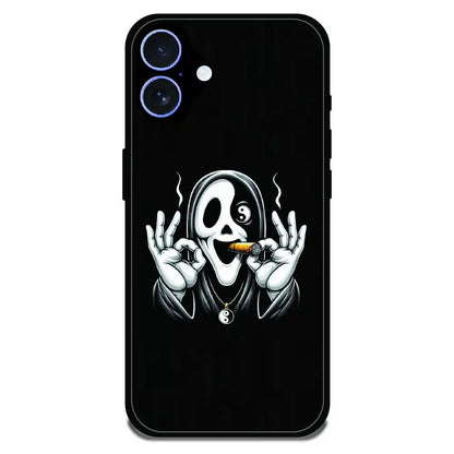 Smoky Skull Chill - Glossy Metal Silicone Case For Apple iPhone 17