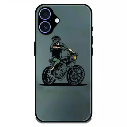 Vintage Biker Rider Art - Glossy Metal Silicone Case For Apple iPhone 17