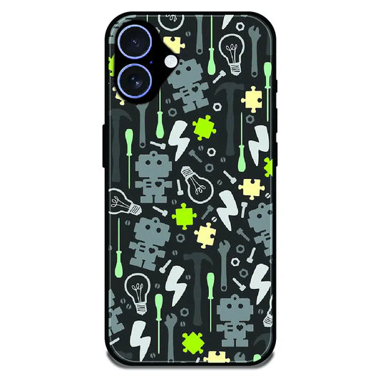 Robot Tools Pattern - Glossy Metal Silicone Case For Apple iPhone 17