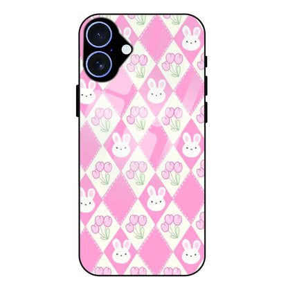 Pink Bunny Argyle - Glass Case For Apple iPhone 17