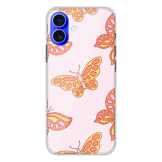 Soft Peach Butterfly Pattern - Printed Silicone Case For Apple iPhone 17