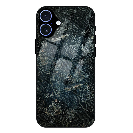 Vintage Explorer Map - Glass Case For Apple iPhone 17