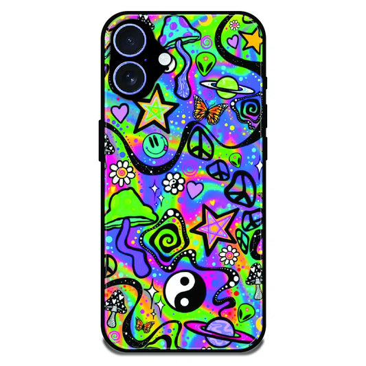 Psychedelic Rainbow Doodle - Glossy Metal Silicone Case For Apple iPhone 17