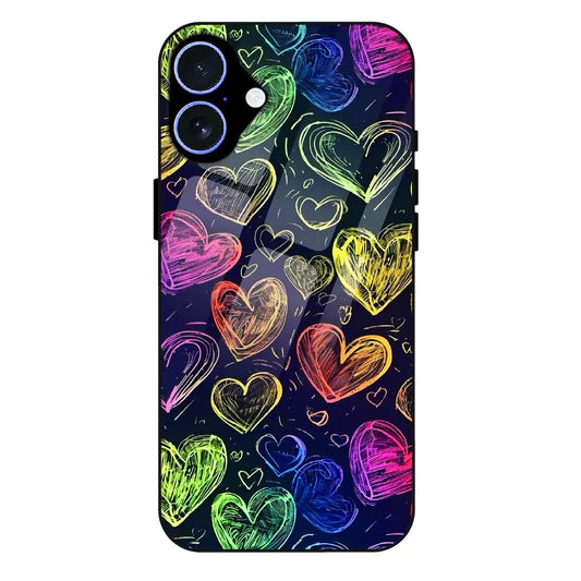 Neon Love Scribble - Glass Case For Apple iPhone 17