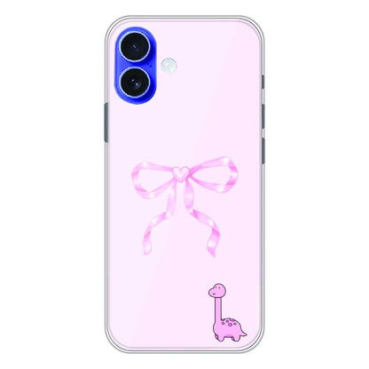 Cute Pink Dino Bow - Printed Silicone Case For Apple iPhone 17