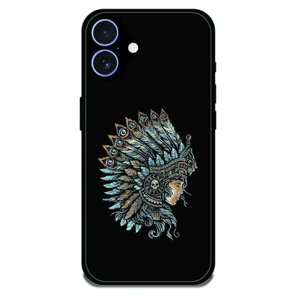 Tribal Warrior Feather Headdress - Glossy Metal Silicone Case For Apple iPhone 17