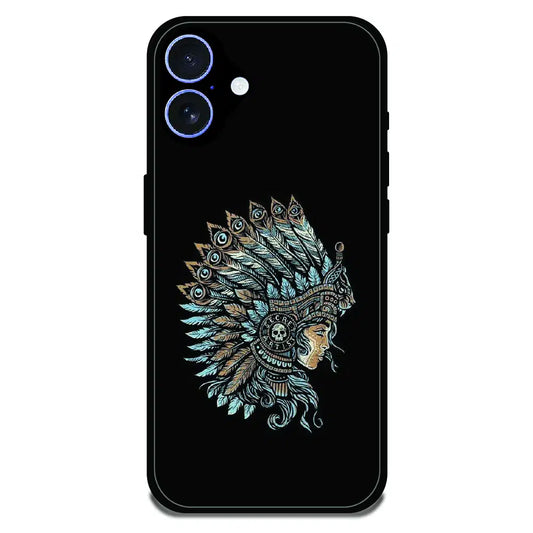 Tribal Warrior Feather Headdress - Glossy Metal Silicone Case For Apple iPhone 17