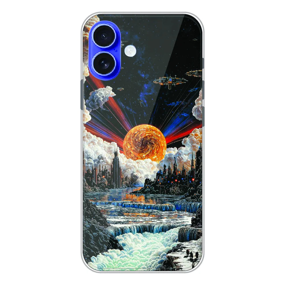 Cosmic Fantasy Sun Landscape - Printed Silicone Case For Apple iPhone 17