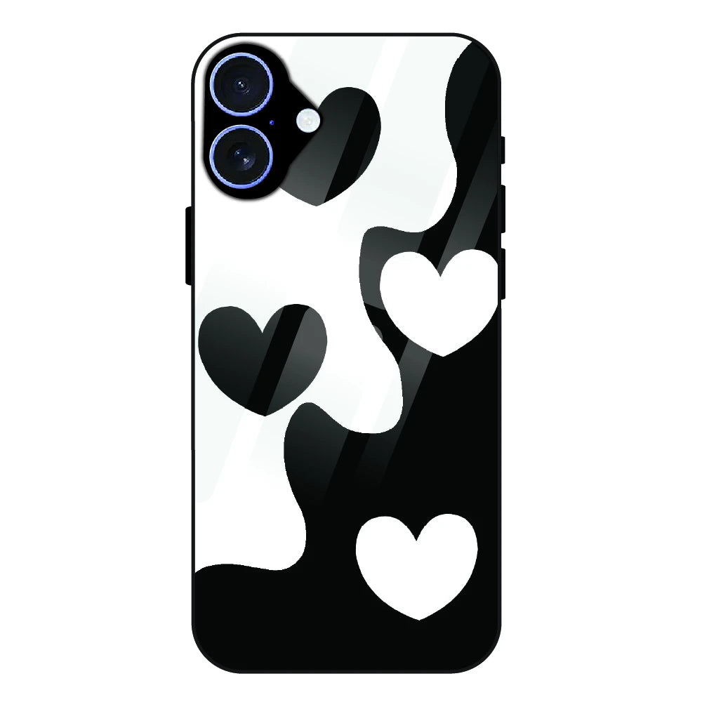 Monochrome Heart Flow - Glass Case For Apple iPhone 17