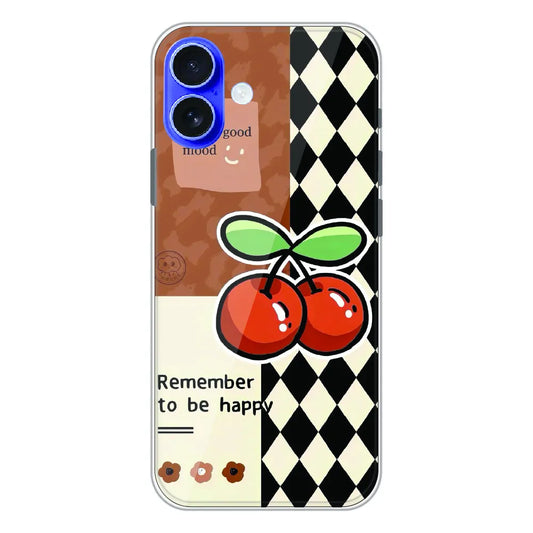 Cherry “Remember to Be Happy” - Printed Silicone Case For Apple iPhone 17