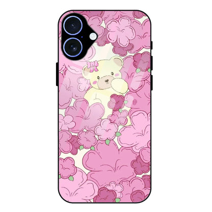 Blush Teddy Floral - Glass Case For Apple iPhone 17