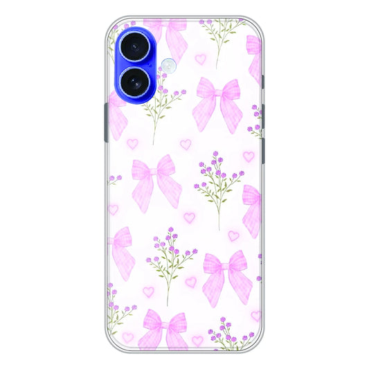 Pink Bow Floral Pattern - Printed Silicone Case For Apple iPhone 17