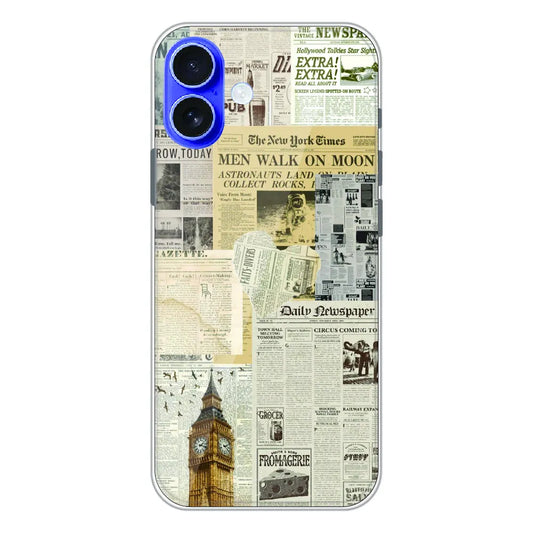 Vintage Newspaper Collage - Printed Silicone Case For Apple iPhone 17