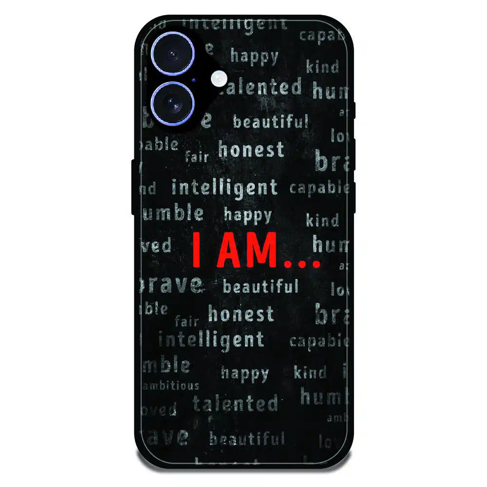 I Am Affirmation Quote - Glossy Metal Silicone Case For Apple iPhone 17