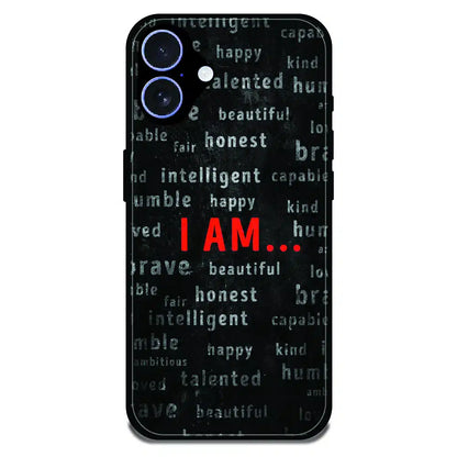 I Am Affirmation Quote - Glossy Metal Silicone Case For Apple iPhone 17